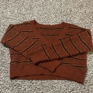 Women's Cropped Brown Striped Sweater